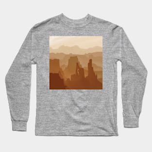 Rocky Desert Minimalistic Landscape Digital Illustration Long Sleeve T-Shirt